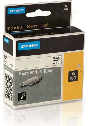 1805443 DYMO, CONSUMABLES, THERMAL TRANSFER INDUSTRIAL HEAT SHRINK TUBE, 1"(25MM) X 5" (1M) FOR USE IN RHINO LABEL PRINTERS, BLACK ON WHITE, UL 224, 1 ROLL PER CASE, PRICED PER CASE