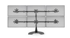 100-D28-B33 HAT DESIGN WORKS, 100 SERIES QUAD/HEX MONITOR DESK STAND. ACCOMMODATES UP TO (6) 27"" OR (4) 34"" DISPLAYS. MAX 25 LBS PER MONITOR.  75 & 100MM. BLACK