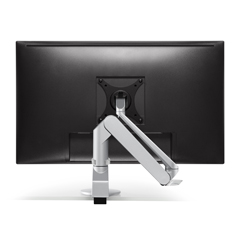 5900-124 HAT DESIGN WORKS, EVO SINGLE MONITOR ARM. SPACE SAVING SLIM ARM. HEIGHT ADJUST RANGE 10.4". EXTENSION RANGE 18". SCREENS UP TO 27" AND 15 LBS. CLAMP MOUNT UP TO 1.5" THICK SURFACE.  SILVER
