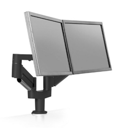 7FLEX-DUAL-ETUS-104 HAT DESIGN WORKS, 7FLEX DUAL MONITOR ARM. MOUNT TWO MONITORS FROM A SINGLE POINT.  UP TO 32", 7-17 LBS. REPOSITION EACH MONITOR WITH ONE HAND AND FREE UP DESK SPACE.  CLAMP,GROMMET OR BOLT THRU MOUNT.