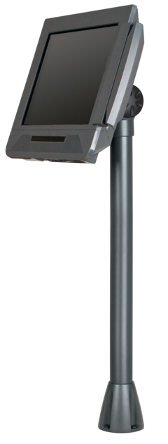 9189-12-162 Through-Counter Display Mnt 12in DRK GRY<br />HAT DESIGN WORKS, 7-12 INCH HEIGHT ADUSTABLE THRU-COUNTER MOUNT W/TOP OF POLE TILTER.  SUPPORTS UP TO 25 LBS.  INCLUDES ADAPTER FOR 75 MM AND 100 MM VESA.  INTERNAL CABLE PASS THROUGH, DARK GRAY, COUN