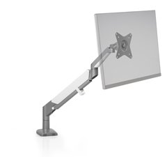 ALIGN-1-SLV HAT DESIGN WORKS, ALIGN SINGLE ARTICULATING MONITOR, SILVER, SUPPORTS MONITORS UP TO 19.8 LBS AND 32". CLAMP OR BOLT-THROUGH MOUNT. SLEEK SILVER AND WHITE DESIGN.