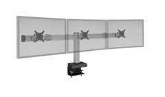 BILD-3-CM-124 HAT DESIGN WORKS, BILD CLAMP MOUNT FOR TRIPLE DISPLAYS, SIDE BY SIDE. SUPPORTS THREE 24"" MONITORS, INCLS VESA ADAPT 75X75 & 100X100 MM. PIVOT LEFT/RIGHT, TILT/ROTATE, PORTRAIT/LANDSC, MOUNT ANY HGT O