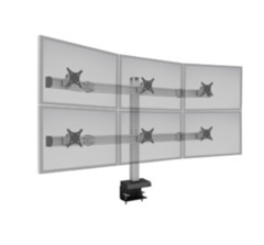 BILD-3-3-CM-104 HAT DESIGN WORKS, BILD CLAMP MOUNT FOR SIX DISPLAYS, THREE OVER THREE.  SUPPORTS SIX 24"" MONITORS OR 4 32""  DISPLAYS.  IDEAL FOR COMMAND AND CONTROL, BROADCASTING AND FINANCE.