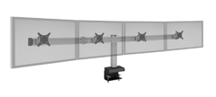 BILD-4-CM-104 HAT DESIGN WORKS, BILD CLAMP MOUNT FOR QUAD DISPLAYS, SIDE BY SIDE. SUPPORTS FOUR 24"". INCLUDES VESA ADAPTERS FOR 75X75 AND 100X100 MM. PIVOT LEFT TO RIGHT, TILT AND ROTATE PORTRAIT TO LANDSCAPE. 17"