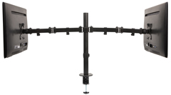 DMRS-2 HAT DESIGN WORKS, ERGOTECH DUAL ARTICULATING CLAMP MOUNT FOR TWO DISPLAYS 17-32 INCHES UP TO 17.6 LBS PER MONITOR. TILT 45 DEGREES, SWIVEL LEFT TO RIGHT 180 DEGREES, ROTATE 90 DEGREES. VESA 75X75, 100