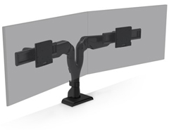 E5-D2-BLK HAT DESIGN WORKS, E5 DUAL DYNAMIC MONITOR ARM, SUPPORTS (2) SCREENS 0-25LBS & UP TO 32"" EACH, VESA 75/100MM, QUICK INSTALL W/CABLE MGMT, ROTATION STOPS, TENSION INDICATOR, 15 YR WARRANTY, BLACK