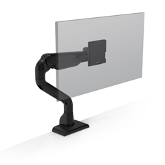 E5G-D1-BLK HAT DESIGN WORKS, E5 SINGLE DYNAMIC MONITOR ARM (GSA COMPLIANT), SUPPORTS 5-45 LBS, UP TO 49",VESA 75/100MM, QUICK INSTALL TOP DOWN MOUNT W/CABLE MGMT, ROTATION STOPS, TENSION INDICATOR, 15 YR WARRANT