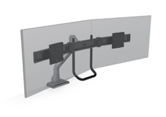 E5G-D2C-BLK HAT DESIGN WORKS, E5 DUAL  DYNAMIC CROSSBAR, SUPPORTS 0-20 LBS PER MONITOR, UP TO 27"", TOP DOWN MOUNT OR GROMMET