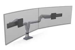 E5G-D2SD-SLV HAT DESIGN WORKS, TAA E5 DUAL DYNAMIC WIDE MONITOR ARM, SUPPORTS (2) SCREENS 0-20 LBS AND UP TO 44"" EACH, VESA 75/100MM, QUICK INSTALL W/CABLE MGMT, ROTATION STOPS, TENSION INDICATOR, 15 YR WARRANTY,