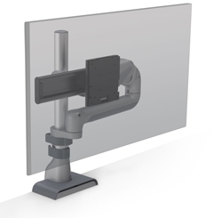 E5G-P01SD-SLV HAT DESIGN WORKS, E5 SINGLE DYNAMIC POLE MONITOR ARM, SUPPORTS 0-25 LBS, UP TO 49"", 10.5" HEIGHT/28.3"" EXTENSION RANGE, QUICK INSTALL W/CABLE MGMT, ROTATION STOPS, TENSION INDICATOR, 75/100MM, 15 YR