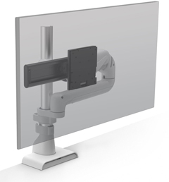 E5G-P01SD-WHT HAT DESIGN WORKS, E5 SINGLE DYNAMIC POLE MONITOR ARM, SUPPORTS 0-25 LBS, UP TO 49"", 10.5" HEIGHT/28.3"" EXTENSION RANGE, QUICK INSTALL W/CABLE MGMT, ROTATION STOPS, TENSION INDICATOR, 75/100MM, 15 YR