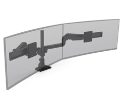 E5G-P02SD-BLK HAT DESIGN WORKS, E5 DUAL DYNAMIC WIDE POLE MONITOR ARM, FOR (2)SCREENS 0-20 LBS, UP TO 44" EA, 10.5" HEIGHT/26.2" EXTENSION RANGE, EASY INSTALL, CABLE MGMT, ROTATION STOPS, 75/100MM, 15YR WARR, TAA,