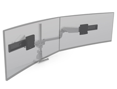 E5G-P02SD-WHT HAT DESIGN WORKS, E5 DUAL DYNAMIC WIDE POLE MONITOR ARM, FOR (2)SCREENS 0-20 LBS, UP TO 44" EA, 10.5" HEIGHT/26.2" EXTENSION RANGE, EASY INSTALL, CABLE MGMT, ROTATION STOPS, 75/100MM, 15YR WARR, TAA,