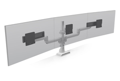 E5G-P03SS-WHT HAT DESIGN WORKS, E5 TRIPLE STATIC POLE MONITOR ARM, SUPPORTS (3) SCREENS 0-20LB AND 27"" EA, VESA SLIDER  BRACKETS ALLOW FOR PERFECT ALIGNMENT OF 3 MONITORS. EASY INSTALL, CABLE MGMT, 75/100MM, 15YR