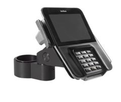 MNPA10-M400-MX915-104 Payment Terminal Device Adapter w/Yoke<br />HAT DESIGN WORKS, PAYMENT TERMINAL HOLDER FOR POLES.  TILT, ROTATE OR AFFIX IN PLACE. SUPPORTS VERIFONE MX915, M925, M400, M440 PTS. YOKE COMPATIBLE W/ MODULAR NOW, 9183, 9189, 9230 AND 1-3/4 INCH OD