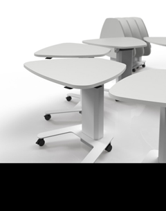 NP-2822-N-UL-S-DW-DW HAT DESIGN WORKS, EOL, NO REPLACEMENT, M-NESTING TABLE & LAPTOP CART SILVER FRAME, WHITE TOP. FEATURES 5 TILT SETTINGS, PNEUMATIC LIFT ADJUSTABLE 27.6 -44.1 INCHES, 25 LB WEIGHT CAPACITY, INTEGRATRATE