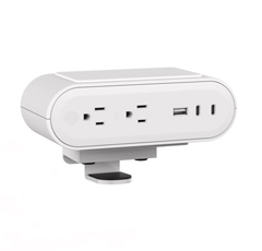 PWRG-ACCW-TD-WH HAT DESIGN WORKS, REYA POWER WIRELESS SURFACE MODULE, WHITE, TAA COMPLIANT, 65W, 2 POWER RECEPTACLES, 1 USB-A, 2 USB-C, 6 FT CORD, DESK EDGE OR GROMMET MOUNT, INTEGRATED CIRCUIT BREAKER, UL 962A AND U