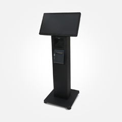 KS-1320-BL APG FLOOR STANDING KIOSK, BLACK, COMPATIBLE WITH ZEBRA DS457 SCANNER AND EPSON TM88 PRINTER, NO PINPAD MOUNT/ARM, UNIVERSAL VESA MOUNT PATTERNS, 8.5" X 5.125" X 46 FL STAND, 16" X 16" X 1.188 BASE PLA