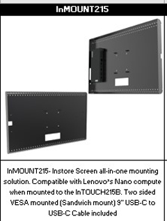 4ZE1C73651 LENOVO, INSTORE SCREEN INMOUNT215, 21.5" INTOUCH MOUNTING, SOLUTION (FOR NANO), NCNR
