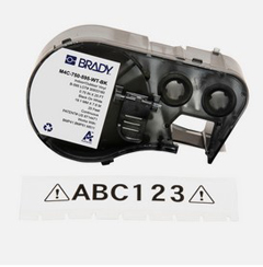 M4C-750-595-WT-BK "BRADY PEOPLE ID, NCNR, ALL WEATHER PERMANENT ADHESIVE VINYL LABEL TAPE WITH RIBBON FOR BMP41 BMP51 M511 PRINTERS - 0.75", BLACK ON WHITE"