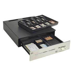 ADV-113C12320-04 MMF, ADVANTAGE, CASH DRAWER, STAINLESS, THREE SLOTS, 18.8X20X4.6, 5B/5C, US TILL, METAL BILL WEIGHTS, PRINTER DRIVEN, KEYED ALIKE, NO BELL, BLACK, CABLE NOT INCLUDED