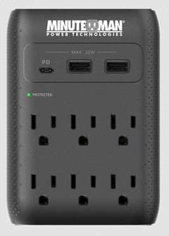 MMS-WAL6U3 Wall tap, 6-outlets, (2) Type A & (1) Ty