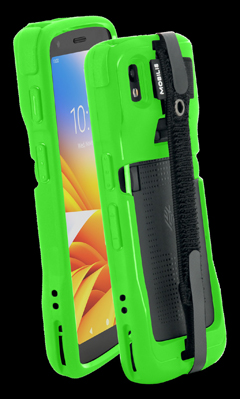 052063 MOBILIS, PROTECH - CASE - SAFETY GREEN + HANDSTRAP FOR ZEBRA TC22 - TC27 - PANTONE 302C - SOFT BAG