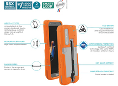 052071 MOBILIS, MOQ 10, PROTECH CASE - HI-VIS ORANGE + HANDSTRAP FOR ZEBRA TC501 - PANTONE 021C - SOFT BAG