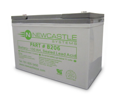 B206 B206 100ah battery NEWCASTLE SYSTEMS, REPLACEMENT BATTERY, 1200AH SEA<br />NEWCASTLE SYSTEMS, REPLACEMENT BATTERY, 1200AH SEALED LEAD ACID, NC/NR REQUIRED<br />NEWCASTLE SYSTEMS, REPLACEMENT BATTERY, 100 AH SEALED LEAD ACID