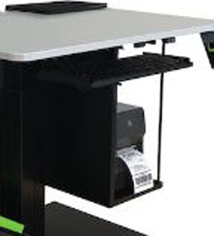 B311 NEWCASTLE SYSTEMS, AP1000 HANGING PRINTER SHELF (MAX PRINTER DIMS: 20.25"D X 11.125" W X 20.75" H WITH MEDIA DOOR OPEN. MAX PRINTER WEIGHT 40LBS)