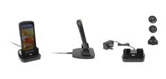 217046 PROCLIP USA, SINGLE SLOT DESKTOP POGO PIN CHARGING DOCK ZEBRA W/ AC WALL POWER SUPPLY 110-240V 1.3A AC INPUT 5.4V 2.7A DC OUTPUT BARREL JACK, INTERCHANGEABLE WALL PLUGS 5 FOOT CABLE FOR ZEBRA TC53 / T