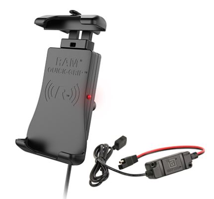 RAM-HOL-UN14WB-V7M RAM MOUNT, RAM QUICK-GRIP WIRELESS WITH B BALL AND MOTORCYCLE HARDWIRE CHARGER