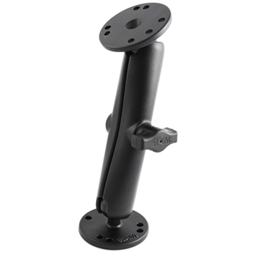 RAM-B-101U-C RAM 1- Diameter Ball Mnt w/ Lo ng Double Socket Arm-SEE NOTE- RAM MOUNT, UNPKD. RAM MNT. W/2 2 1/2" BASES & C ARM<br />RAM MOUNTS RAM-B-101U-C UNIVERSAL DOUBLE BALL MOUNT WITH TWO ROUND PLATES WITH LONG ARM FOR DRILL-DOWN MOUNTING