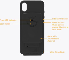 CX3582-2233 SOCKET MOBILE, DURASLED DS840, UNIVERSAL BARCODE SCANNING SLED FOR IPHONE X/XS (CHARGER SOLD SEPARATELY)