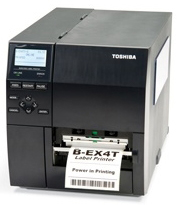 BEX4T1TS12DM04 TOSHIBA, DISCONTINUED, THERMAL BARCODE PRINTER, BEX4T1, 4IN WIDE, 300 DPI, NEAR EDGE, WITH DAMPER, 14 IPS, LAN, USB, WLAN, POWER CORD