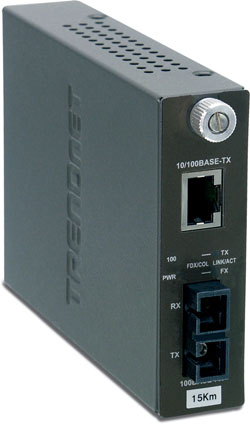 TFC-110S15 TRENDNET - NETWORKING - 10/100BASE-TX TO 100BASE-FX SINGLE MODE FIBER CONVERTER (15KM)