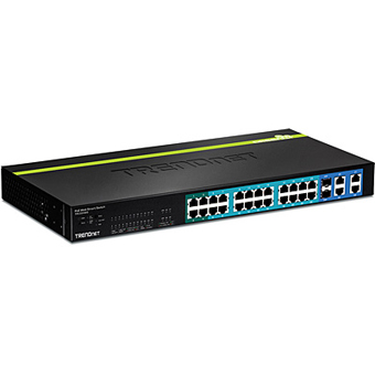 TPE-224WS TRENDNET - POWER OVER ETHERNET SWITCH - 24-PORT 10/100MBPS WEBSMART W/4GIG PORTS 2MINI-GBIC SLOTS TRENDNET, 24-PORT 10/100MBPS WEB SMART POE SWITCH W/ 4 GIGABIT PORTS AND 2 MINI-GBIC SLOTS
