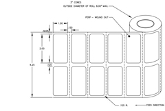 TTL2012P THERMAMARK, CONSUMABLES, PAPER LABEL, THERMAL TRANSFER, 2" X 1" (2 WIDE), 3" CORE, 8" OD, 11000 LABELS PER ROLL, PERFORATED, 4 ROLLS PER CASE, PRICED PER ROLL