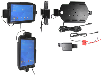 247069 PROCLIP USA, NCNR, CHARGING HOLDER W/XTRA HOLE PATTERNS, TILT/SWIVEL, SPRING LOCK W/LANYARD, STRAIN RELIEF PLATE, MOLEX CONNECTOR & STRAIGHT PWR CORD FOR HARD WIRED INSTALL., USE W/GALAXY TAB 4 8 IN.