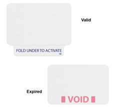 T2031 BPI, TEMP BADGE, THERMAL PRINTABLE, ONESTEP QUICK TAB, 1 DAY, BLANK, PKG OF 1000, 5 ROLLS OF 200