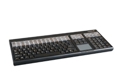 G86-71401CDADAA CHERRY, FRENCH CANADIAN LPOS BLACK TP, BLACK 17" USB KEYBOARD WITH TOUCHPAD. US INTL 127 POSITION KEY LAYOUT WITH 42 ADDITIONAL KEYS. 127 PROGRAMMABLE AND 42 RELEGENDABLE KEYS. IP 54 SPILL & DUST RESI