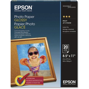 S041141 PAPER-PHOTO LETTER 8.5 X 11 20PAK (MP1) 20-SHEET A4 GLOSSY PHOTO PAPER LETTER SIZE Epson Photo paper - Letter A Size (8.5 in x 11 in) EPSON PHOTO PAPER GLOSSY LETTER SIZE 20 SHEETS
