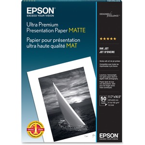 S041343 PAPER-ARCHIVAL MATTE A3 2000 50 SHEETS Epson Matte paper - A3 (11.7 in x 16.5 in) 50SHT 11.7X16.5 ARCHIVAL MATTE PAPER FOR STYLUS 2000P