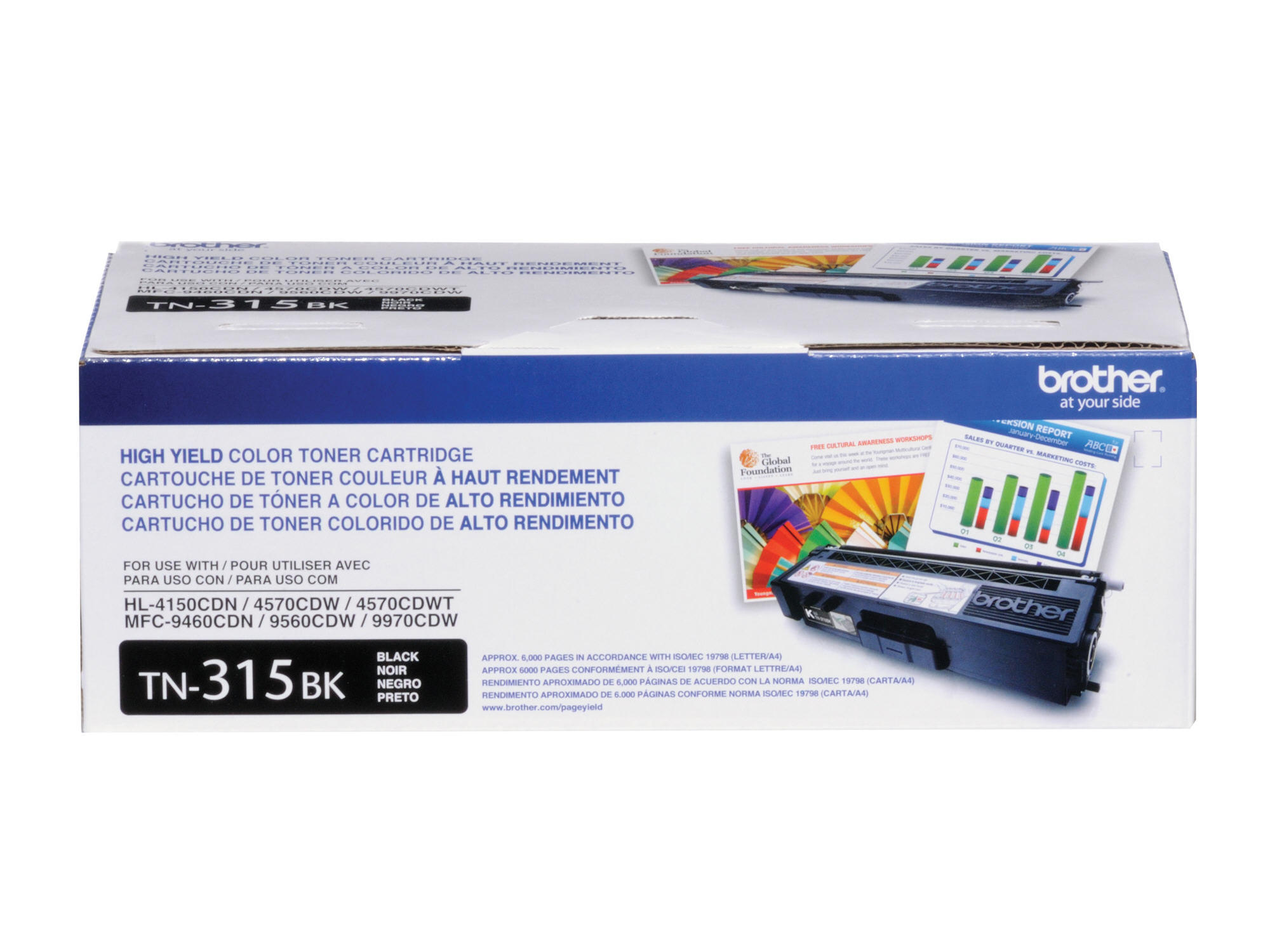TN315BK HIGH YIELD TONER CART BLACK High Yield Black Toner Cartridge (yields approx. 6,000 pages in accordance withISO/IEC 19798 on letter/A4 size paper) BLACK HIGH YIELD TONER FOR HL4150CDN HL4570CDW HL4570CDWT<br />BLACK HIGH YIELD TONER FOR MULTI 4 HL4150CDN HL4570CDW