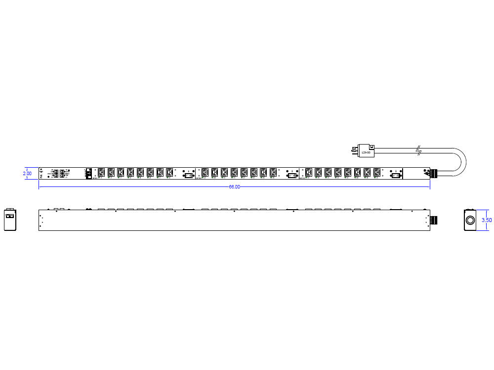 IPV70R1-EP1-09L SW 208V/ 30A 8.65KVA L21-30 INPUT 9CORD