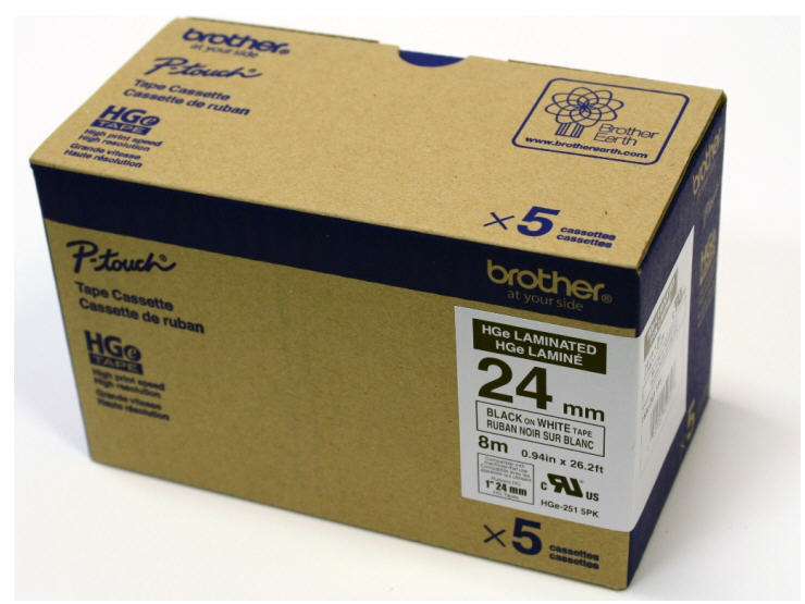 HGE2515PK HGE2515PK BLACK ON WHITE - 5 PACK BROTHER MOBILE, HGE TAPE, HIGH GRADE STANDARD ADHE<br />BROTHER MOBILE, HGE TAPE, HIGH GRADE STANDARD ADHESIVE TAPE, 0.94IN X 26.2FT (24MM X 8M) 5 PACK, BLACK ON WHITE<br />5PK BLACK ON WHITE MULTI 5