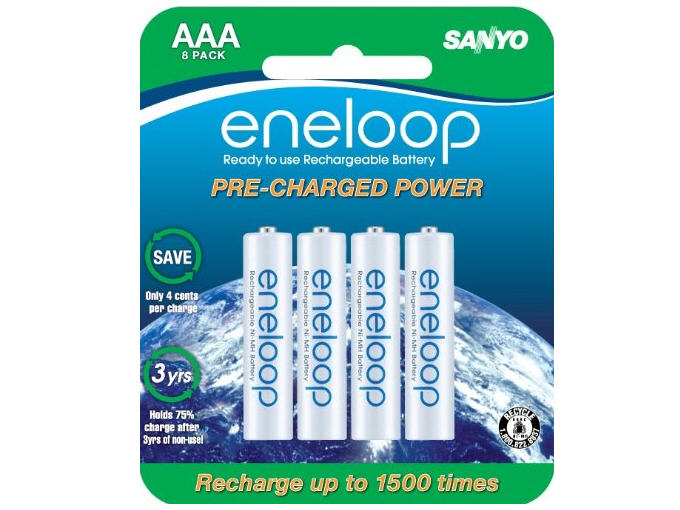 SECHR4U8BPN SANYO RECHARGEABLE NI-MH BATTERIES-AAA-8