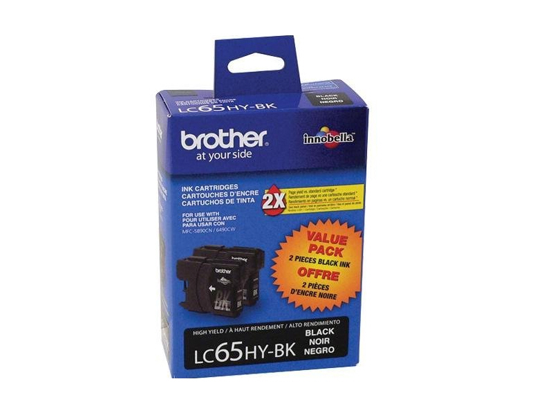 LC652PKS LC65HYBKS X 2 YIELD 900X2 Brother LC652PKS Ink Cartridges - 2 Pack (Black) 2PK LC652PKS BLK INK CARTRIDGES HIGH YIELD F/ MFC-6490CW