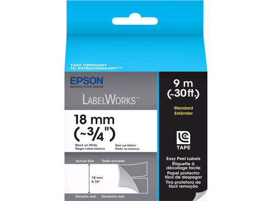 LC-5WBN9 STANDARD BLACK ON WHITE/18 MM LABELWORKS 3/4IN BLACK ON WHITE STANDARD LC TAPE CARTRIDGE LabelWorks Standard LC Tape Cartridge - 3/4 inch Black on White